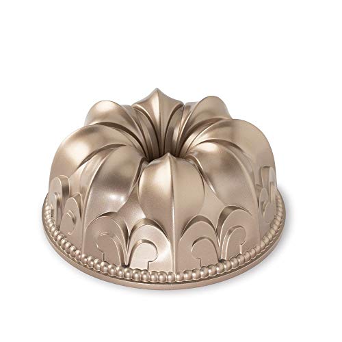 NordicWare 53237 - Molde para bizcocho de aluminio, diseño "fleur de lis", 17 x 33 cm