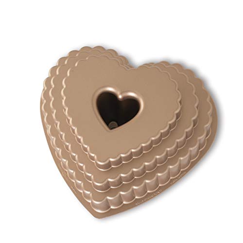 'NordicWare molde "Corazón de Corona – Corazón Molde, aluminio, plateado, 26,7 x 25,4 x 11 cm, 1 unidad