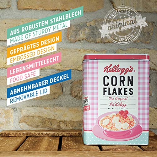 Nostalgic-Art 30147 Kellogg's-Happy Hostess Corn Flakes | Vorratsdose L | Aufbewahrungs-Box | Cornflakes Blech-Dose | Metall Tarro L, Metal, 10 x 14 x 20 cm