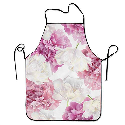 Not Applicable Peony Tulip Delantal Unisex Kitchen Bib Print