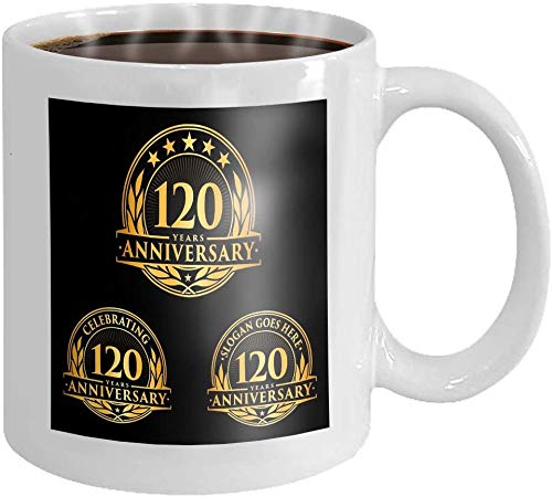 Not Applicable Plantilla de Taza de café de 11 oz Celebrando años Aniversario Set TH Celebration Logo Collection Marca de Agua Novedad Regalos de cerámica Taza de té