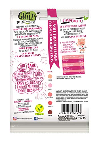 Not Guilty Gominolas Vaya Bayas Ecológicas - Frutos Rojos - Vegetariano, Vegano, Sin Gluten - Bolsita 100 G