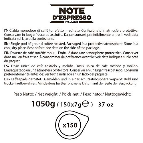 Note D'Espresso - Bolsitas de café expreso monodosis, 7 g (caja de 150 bolsas de papel)