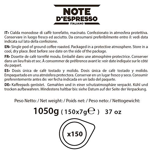 Note D'Espresso Bolsitas de Café Intenso - 150 x 7 g, Total: 1050 g