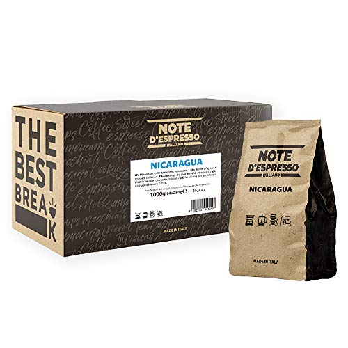 Note D'Espresso - Café de origen molido de Nicaragua, 250 g (caja con 4 paquetes blandos)