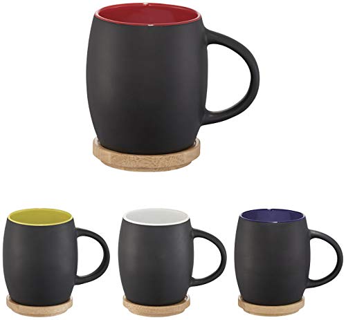 noTrash2003 - Taza de café Grande con Posavasos de Madera para café, té u Otras Bebidas, la Gran Taza Tiene una Capacidad de hasta Aprox. 400 ml, Madera, Negro/Azul