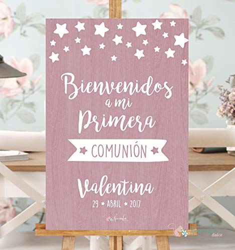 Noviembre Dulce Cartel Bienvenido Comunión Rosa (60x40)