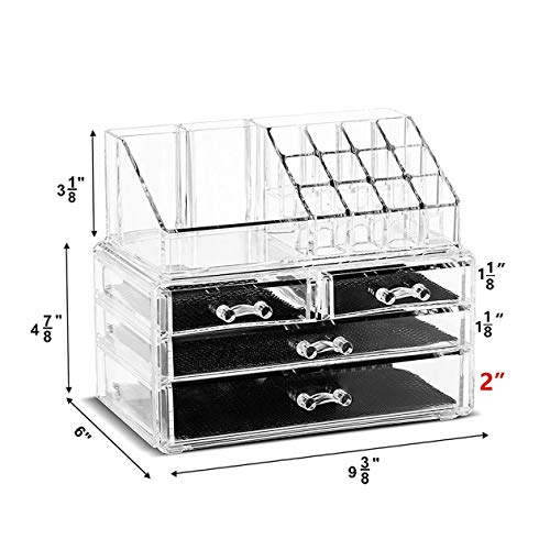 Nowakk Caja de Almacenamiento de cajón de acrílico Transparente combinada de Tres Capas Caja de Almacenamiento de cosméticos Caja de Almacenamiento combinada de Tres Capas - Transparente