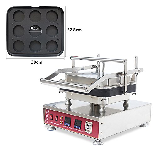 NP-840 Cáscara de tarta de huevo eléctrica doble digital para máquina de hacer tartas de pastel, pasteles, maquinaria de fabricación antiadherente, acero inoxidable, 9 agujeros 110V plata