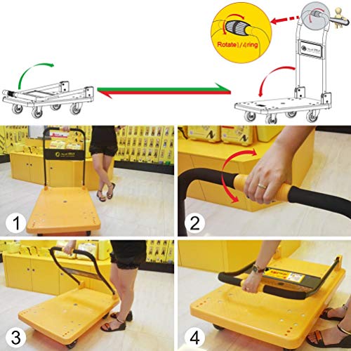 N&S - Carrito de transporte con plataforma (carga pesada 350 kg, plegado con una sola mano)