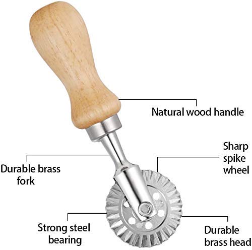 NSYNSY Juego de Sellos para ravioles, Cortador de ravioles con Mango de Madera, para Hacer ravioles, empanadillas o Galletas (3 Piezas)