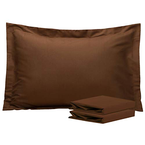 NTBAY Fundas de Almohada Oxford de Microfibra, Paquete de 2 Fundas de Almohada Oxford Antiarrugas y Resistentes a Las Manchas Suaves y Acogedoras, 50x75 cm, Café