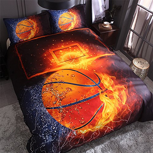 NTBED - Juego de Funda nórdica Impresa con diseño de Baloncesto y fútbol, para Cama Doble (no Incluye sábana ni el Relleno), poliéster, Baloncesto, Single(150x210cm,1 Pillowcase,no Filling)