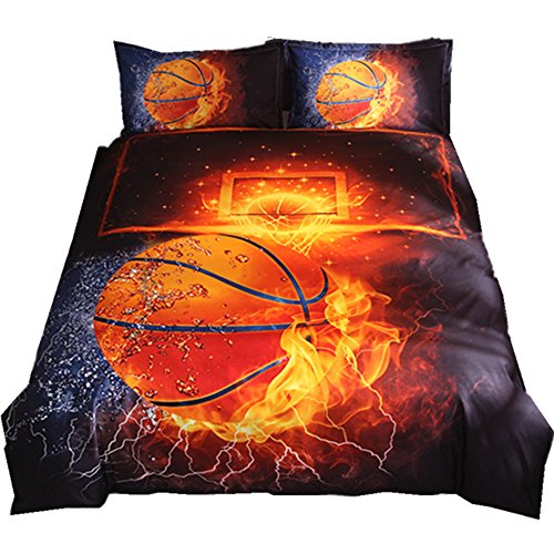 NTBED - Juego de Funda nórdica Impresa con diseño de Baloncesto y fútbol, para Cama Doble (no Incluye sábana ni el Relleno), poliéster, Baloncesto, Single(150x210cm,1 Pillowcase,no Filling)