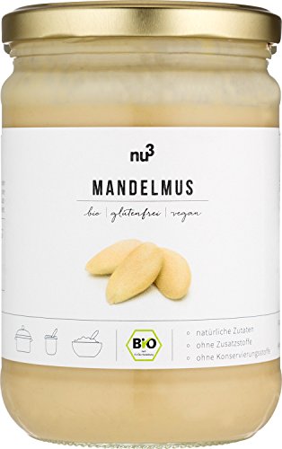 nu3 Crema de almendras - 500g de puré de almendra blanca natural - Nativa de España e Italia - Mantequilla de semillas peladas y molidas - Cultivadas bajo proceso orgánico - 100% sabor natural