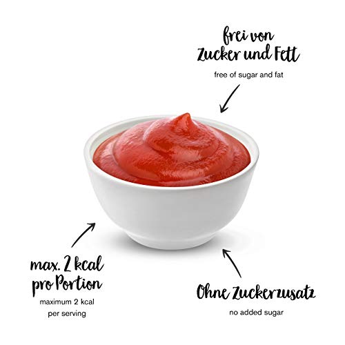 nu3 Salsa de tomate low carb - 265 ml de salsa sin gluten, azúcar ni grasa - Baja en calorías y carbohidratos - Alternativa sana al kétchup - Sabor natural a tomate, vinagre y especies