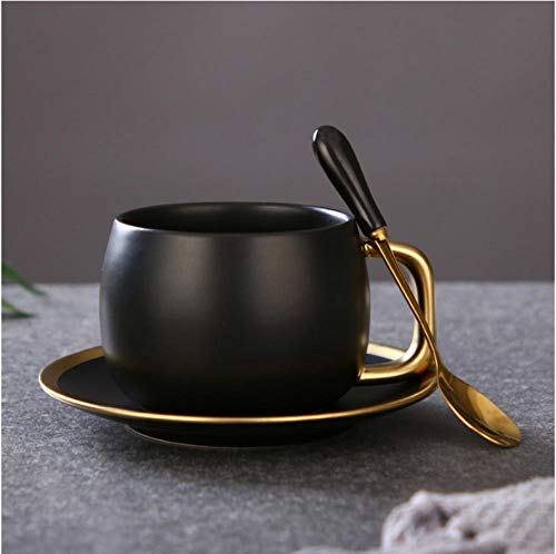 Nuevo conjunto de taza de café negro dorado cerámico mate Taza de viaje única para café Té Decoración Mesa Oficina Pareja de lujo Tazas y tazas-2