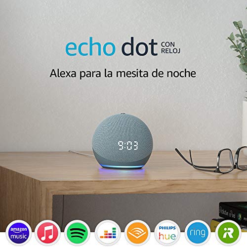 Nuevo Echo Dot (4.ª generación) | Altavoz inteligente con reloj y Alexa | Azul grisáceo