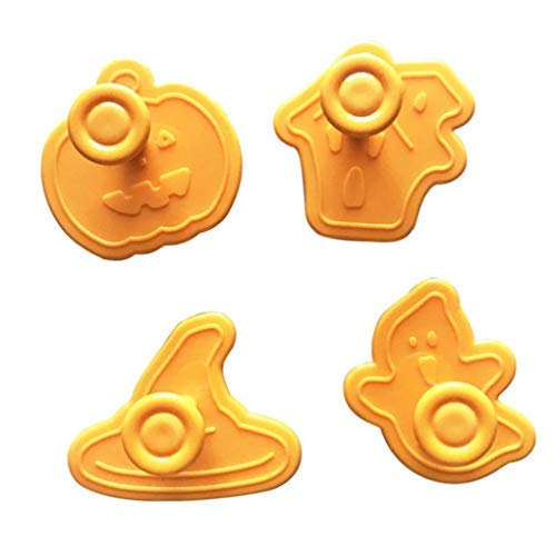 Nuevos 4pcs / set de la galleta sello de la galleta del molde de la galleta 3D del cortador del émbolo de bricolaje molde de la hornada de Halloween cortar galletas para las herramientas de cocina