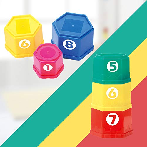 Nuheby Cubos Apilables Playa Juguete Bebe 6 Meses-Bloques Construccion Bebe Apila y Descubre con 11 Cubos de Colores
