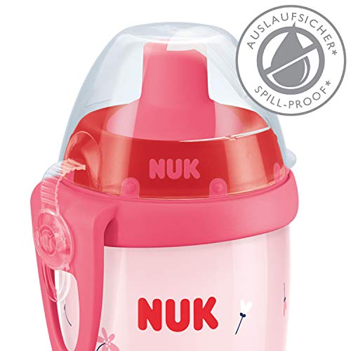 Nuk Flexi Cup - Botella para aprender a beber (300 ml, sin BPA, con clip y tapa protectora), diseño de mariquitas