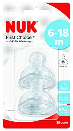 Nuk NK10721265 - Pack de 2 tetinas First Choice Plus de silicona, T2 M (6 - 18 meses)