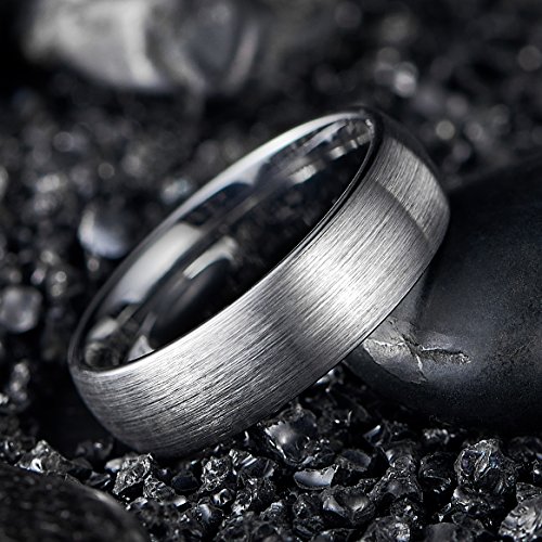 NUNCAD Anillo Hombre Mujer Parejas Plateado de Tungsteno 7mm de Ancho para Boda Compromiso Cumpleaños Aniversario Compañía Talla 67 (21,4mm)