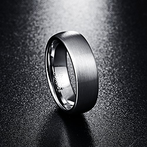 NUNCAD Anillo Hombre Mujer Parejas Plateado de Tungsteno 7mm de Ancho para Boda Compromiso Cumpleaños Aniversario Compañía Talla 67 (21,4mm)