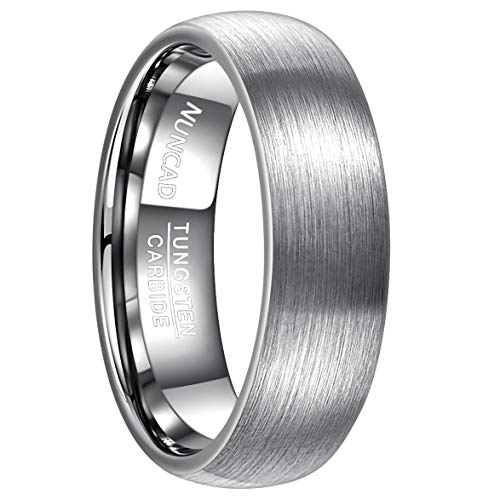 NUNCAD Anillo Hombre Mujer Parejas Plateado de Tungsteno 7mm de Ancho para Boda Compromiso Cumpleaños Aniversario Compañía Talla 67 (21,4mm)