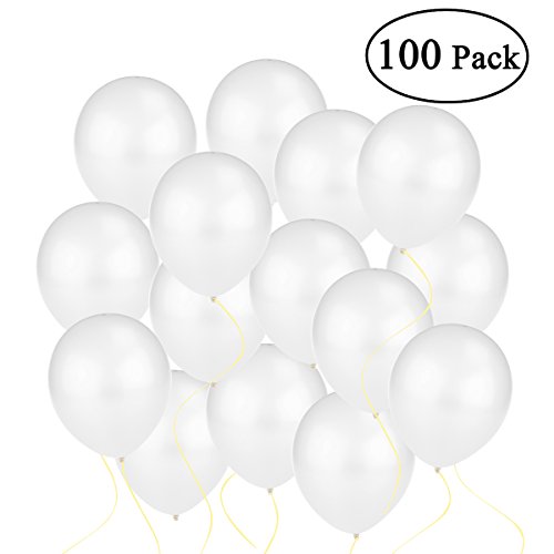 NUOLUX 100 piezas de 12 pulgadas Color brillante metálico globos de látex (blanco)