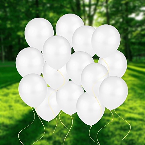 NUOLUX 100 piezas de 12 pulgadas Color brillante metálico globos de látex (blanco)