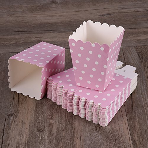 NUOLUX 24pcs compartimiento de las palomitas ponen las bolsitas de papel bocado diseño punto para las tablas del postre teatro de la película que casan favores (Pink)