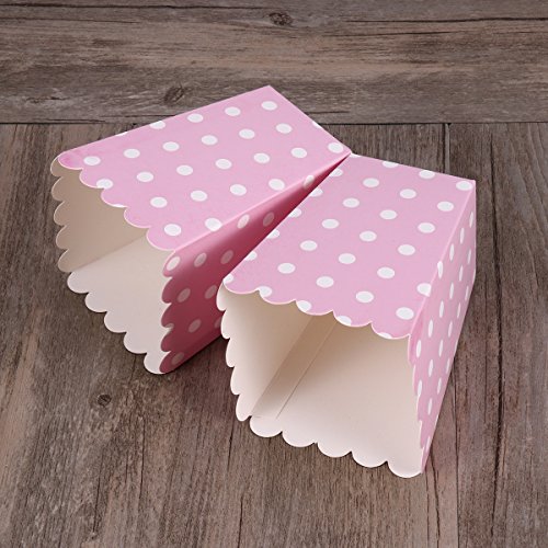 NUOLUX 24pcs compartimiento de las palomitas ponen las bolsitas de papel bocado diseño punto para las tablas del postre teatro de la película que casan favores (Pink)