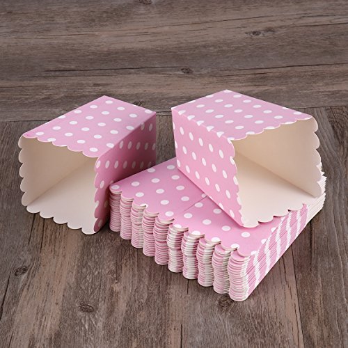 NUOLUX 24pcs compartimiento de las palomitas ponen las bolsitas de papel bocado diseño punto para las tablas del postre teatro de la película que casan favores (Pink)