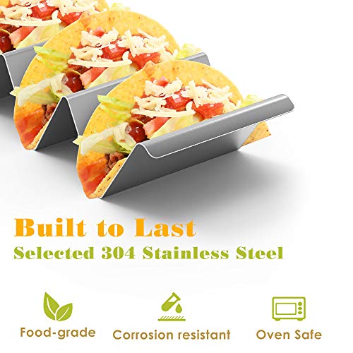 Nuovoware [4PZS] Soporte para Tacos Mexicanos de Acero Inoxidable 304 con 3 Compartimentos, Bandeja Para Tacos Lisa de Forma de Onda para Restaurante y Uso Doméstico, Taco Holders – Plata