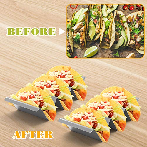 Nuovoware [4PZS] Soporte para Tacos Mexicanos de Acero Inoxidable 304 con 3 Compartimentos, Bandeja Para Tacos Lisa de Forma de Onda para Restaurante y Uso Doméstico, Taco Holders – Plata