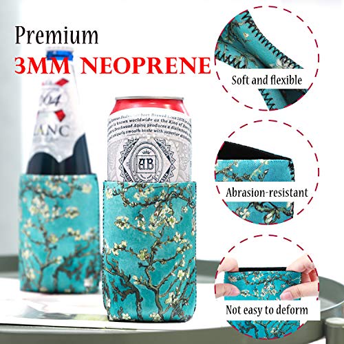 Nuovoware Funda de Enfriadores de Latas de Neoprenos, [10-PZS] Premium Cubierta de Aislamiento para Latas Botellas Cerveza Refresco para Can, BBQ, Fiestas, DIY - Flor de Almendra