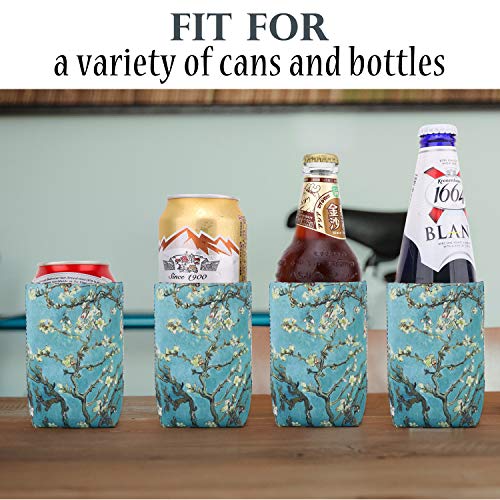 Nuovoware Funda de Enfriadores de Latas de Neoprenos, [10-PZS] Premium Cubierta de Aislamiento para Latas Botellas Cerveza Refresco para Can, BBQ, Fiestas, DIY - Flor de Almendra