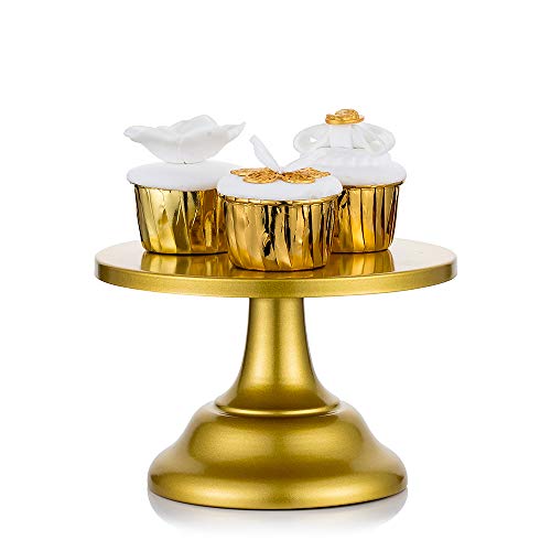 Nuptio Bases para Tartas de Oro Soporte Cupcakes de Boda 20cm Cake Stand Redondo para Fiesta de Cumpleaños Aniversario de Boda Baby Shower