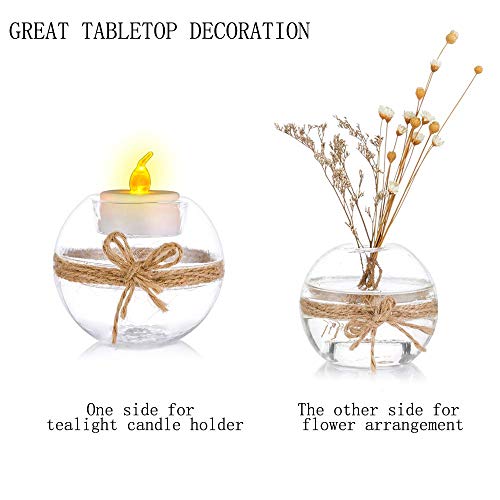 Nuptio Portavelas Tealight de Vidrio Transparente de 18 Piezas, 2 Tipos de Uso Portavelas Votivo, Decoración de Mesa Regalo Ideal para Bodas, Fiestas, Eventos (18 Piezas + 2 Piezas)