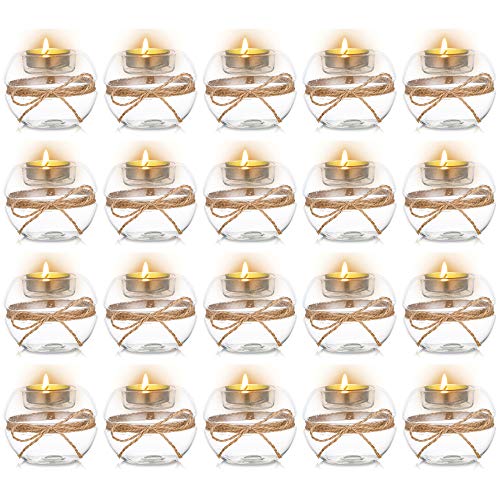 Nuptio Portavelas Tealight de Vidrio Transparente de 18 Piezas, 2 Tipos de Uso Portavelas Votivo, Decoración de Mesa Regalo Ideal para Bodas, Fiestas, Eventos (18 Piezas + 2 Piezas)