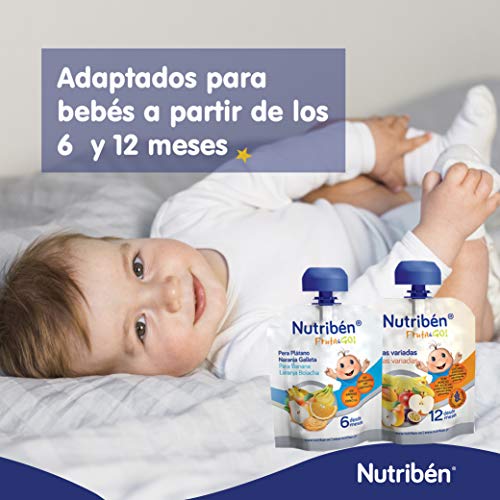 Nutribén - Fruta And Go ! Plátano, Fresa y Yogurt Natural, 1 Unidad 90 gr.