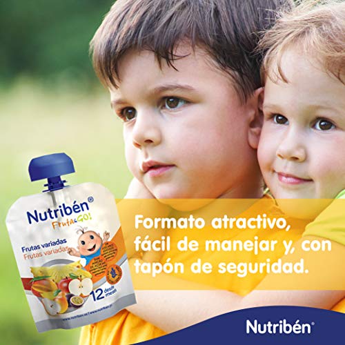 Nutribén - Fruta And Go ! Plátano, Fresa y Yogurt Natural, 1 Unidad 90 gr.