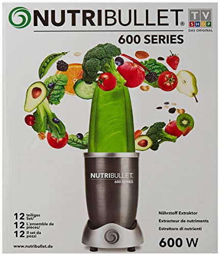 NutriBullet NBR-1240M - Aparato para preparar Smoothies, color gris - [importado, instrucciones no en español]