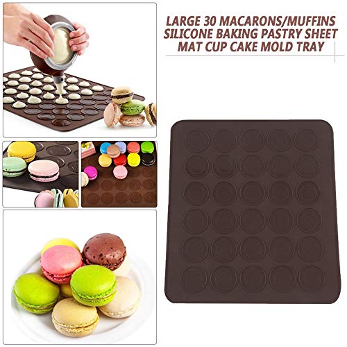 N/V Profesional Grande 30 Macarones/Muffins Silicona para Hornear Pastelería Hoja Mat Copa Molde Molde Bandeja para Hornear Pastelería Molde Estera