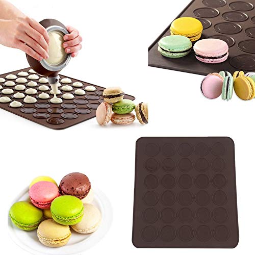 N/V Profesional Grande 30 Macarones/Muffins Silicona para Hornear Pastelería Hoja Mat Copa Molde Molde Bandeja para Hornear Pastelería Molde Estera