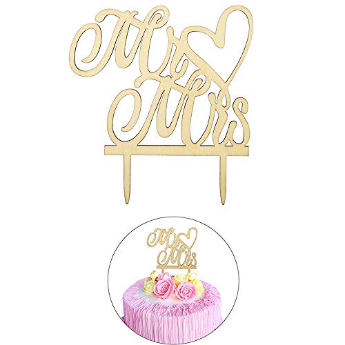 NvWang Cake Topper,Topper para Tartas Mr y Mrs Cake Topper de Madera de Boda Decoración de Tarta de Fiesta