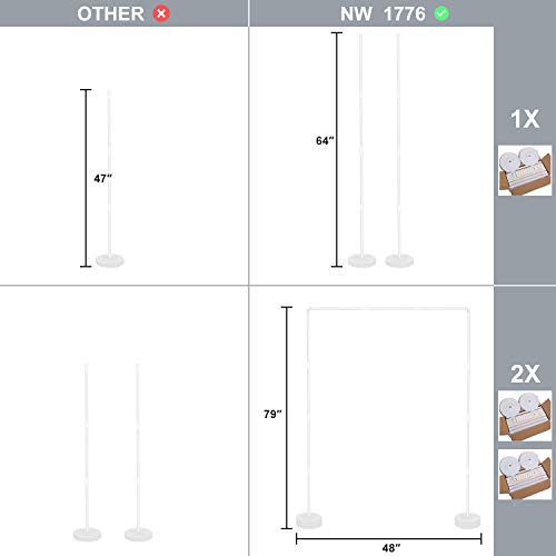 NW 1776 2-Pack 5.25 pies Base de la columna del globo/Arco/palo/polos plásticos + 30Pcs Anillos del globo Arco del globo Decoraciones de la boda Evento Suministros del partido Decoraciones del jardín