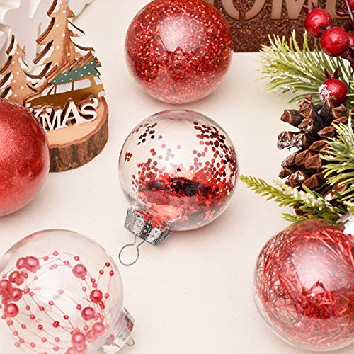 O-Kinee Bolas de Navidad Transparentes,16 pcs Bola de Adornos Navideños,DIY Bolas Rellenables para Manualidades,Decoraciones de Navidad,para Fiestas Festivales Adornos (16pcs)