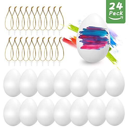 O-Kinee Huevos de Pascua, 24 Piezas Huevos Blancos Plásticos, Decoración de Pascua, Huevos de Pascua Juguetes Favores de Partido, Ideales para Huevos de Pascua Manualidades (Blancos)